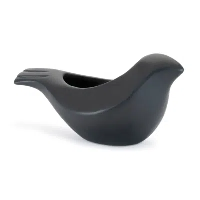 Hivvago Set Of 2 Black Ceramic Bird Containers In Gray