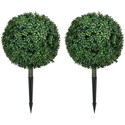 Hivvago Set Of 2 Boxwood Topiary Trees Artificial Uv Resistant Outdoor Decor