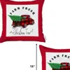 Hivvago Set Of 2 Christmas Buffalo Check Pick Up Truck Throw Pillows In White