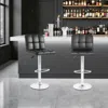 Hivvago Set Of 2 Contemporary Bar Stools With Backrest Sturdy Metal Frame And Footrest In Black