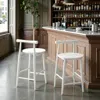 Hivvago Set Of 2 Counter Stools With Acacia Wood Frame And Reinforced Support Legs In White