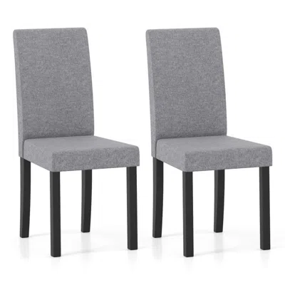 Hivvago Set Of 2 Dining Chair Mid-century Modern Fabric Upholstered Parson Chairs In Gray