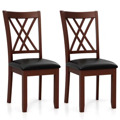 Hivvago Set Of 2 Dining Chair With Backrest And Padded Seat-brown In Blue
