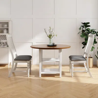 Hivvago Set Of 2 Dining Chairs Kitchen Side Chair With Solid Wood Legs-white