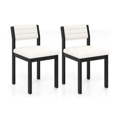 Hivvago Set Of 2 Dining Chairs Sherpa Upholstered Armless Chair With Wood Frame-white