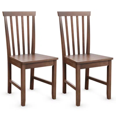 Hivvago Set Of 2 Dining Chairs With Solid Wooden Legs In Brown