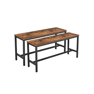 Hivvago Set Of 2 Dining Table Benches In Brown