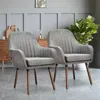 Hivvago Set Of 2 Fabric Upholstered Accent Chairs With Wooden Legs-gray