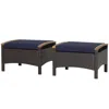 Hivvago Set Of 2 Fade-resistant Wicker Patio Ottoman-red