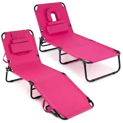 Hivvago Set Of 2 Folding Face Down Tanning Chair With Face Hole 3 Removable Pillows