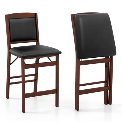 Hivvago Set Of 2 Folding Kitchen Island Stool With Rubber Wood Legs-brown