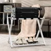 Hivvago Set Of 2 Folding Metal Luggage Rack Suitcase-white
