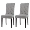 Hivvago Set Of 2 Grey Linen Button Tufted Dining Chair With Wood Legs In Gray