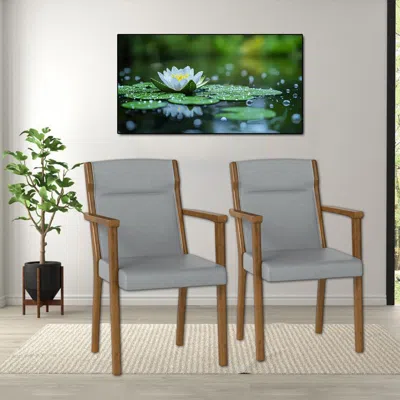 Hivvago Set Of 2 High-back Wooden Accent Chairs With Plush Upholstery And Cushioned Seat In Gray