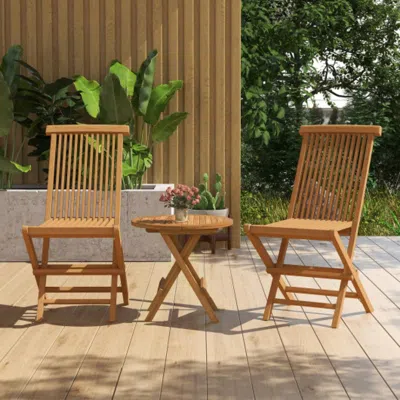 Hivvago Set Of 2 Indonesia Teak Patio Folding Chairs With High Back And Slatted Seat In Burgundy