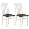 Hivvago Set Of 2 Kitchen Armless Dining Chairs With Slatted High Backrests-white In White