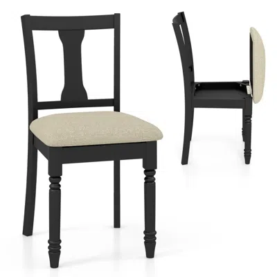 Hivvago Set Of 2 Kitchen Dining Chair With Linen Fabric And Storage Space