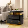 Hivvago Set Of 2 Led Nightstand With 2 Storage Drawers For Bedroom-black