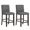 Hivvago Set Of 2 Linen Fabric Bar Stools With Back For Kitchen Island