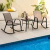 Hivvago Set Of 2 Metal Patio Rocking Chair With Breathable Seat Fabric-gray