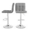 Hivvago Set Of 2 Modern Adjustable Height Barstools W/ Comfortable Grey Pu Leather Seat In Gray