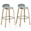 Hivvago Set Of 2 Modern Barstools Pub Chairs With Low Back And Metal Legs-gray