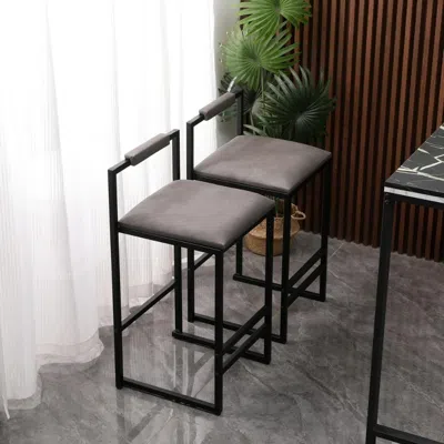 Hivvago Set Of 2 Modern Counter Height Barstools With Armless Design