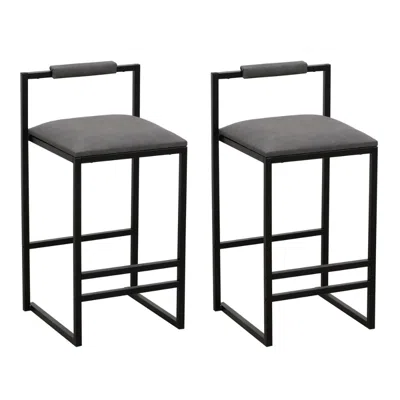 Hivvago Set Of 2 Modern Counter Height Barstools With Armless Design In Black