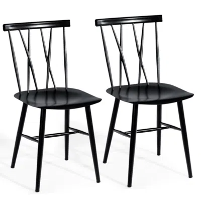 Hivvago Set Of 2 Modern Dining Chairs With Backrest In Black