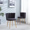 Hivvago Set Of 2 Modern Gray Dining Chairs With Iron Tube Wood Legs And Cushioned Backrest