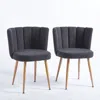 Hivvago Set Of 2 Modern Gray Dining Chairs With Iron Tube Wood Legs And Cushioned Backrest In Multi