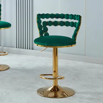 Hivvago Set Of 2 Modern Green Bar Chairs With Gold Iron Legs