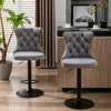 Hivvago Set Of 2 Modern Upholstered Tufted Velvet Armless Bar Stools With Back Rest - Gray In Gray