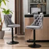Hivvago Set Of 2 Modern Upholstered Tufted Velvet Armless Bar Stools With Back Rest - Gray