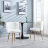Hivvago Set Of 2 Modern White Dining Chairs With Iron Tube Legs And Short Hair Cushions