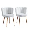 Hivvago Set Of 2 Modern White Dining Chairs With Iron Tube Legs And Short Hair Cushions In White