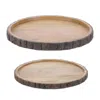 Hivvago Set Of 2 Natural Mango Wood Decorative Trays In Brown