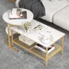 Hivvago Set Of 2 Nesting Coffee Table With Extra Storage Shelf For Living Room-golden