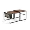Hivvago Set Of 2 Nesting Coffee Tables With Side Pocket For Living Room Bedroom-rustic Brown