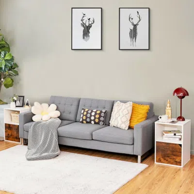 Hivvago Set Of 2 Nightstands Side End Table For Living Room-white