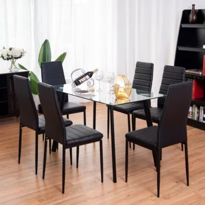 Hivvago Set Of 2 Or 6 High Back Dining Chairs-set Of 6 In Black