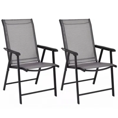 Hivvago Set Of 2 Outdoor Patio Folding Chairs-gray In Blue