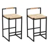 Hivvago Set Of 2 Paper Rope Woven Bar Stools With Back In Multi