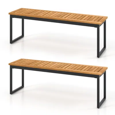 Hivvago Set Of 2 Patio Dining Bench For 2-3 Person Indoor Outdoor In Multi