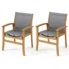 Hivvago Set Of 2 Patio Dining Chairs With Breathable Fabric And Acacia Wood Frame