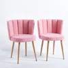Hivvago Set Of 2 Pink Dining Chairs With Iron Tube Legs And Shorthair Cushions