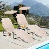 Hivvago Set Of 2 Portable Reclining Chair With 5 Adjustable Positions-beige