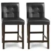 Hivvago Set Of 2 Pvc Leather Bar Stools With Solid Wood Legs