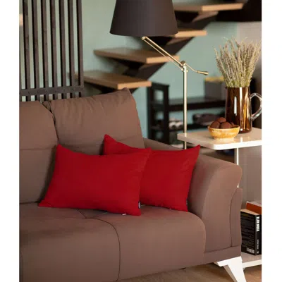 Hivvago Set Of 2 Red Modern Lumbar Throw Pillows