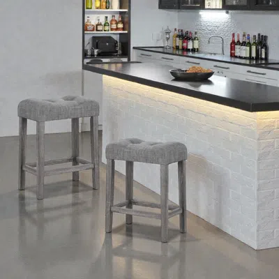 Hivvago Set Of 2 Saddle-seat Bar Stools With Padded Cushions In Gray